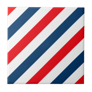 Tricolor Diagonal Stripes (blauw, wit en rood) Tegeltje