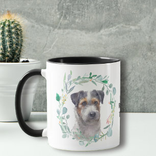 Tricolor Jack Russell Terrier Wreath Coffee Mok