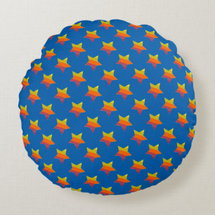 Tricolor Jaune Orange Red Stars Coussin rond