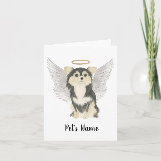 Tricolor Long Haire Chihuahua Sympathie Memorial Kaart (Voorkant)