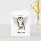 Tricolor Long Haire Chihuahua Sympathie Memorial Kaart (Gele Bloem)