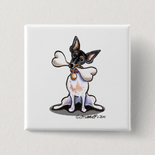 Tricolor Rat Terrier Big Bone Vierkante Button 5,1 Cm