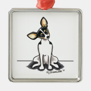 Tricolor Rat Terrier Sit  Metalen Ornament