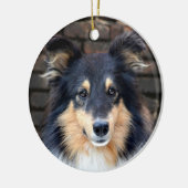 Tricolor Sheltie Keramisch Ornament (Links)