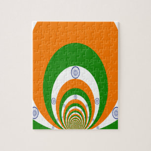 Tricolor van een zeer diep saffraan, wit GREEN Legpuzzel