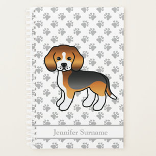 Tricolore Beagle mignon dessin animé Chien & Texte
