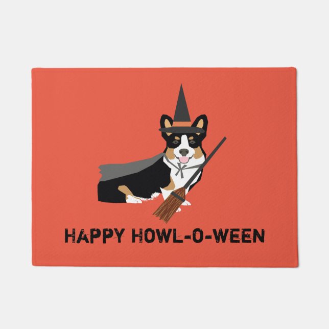 Tricorgi Dog Howl-o-ween Deurmat (Voorkant)