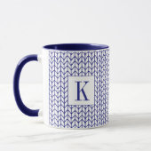 Tricot à rayures bleues Tasse Navy Combo + Initial (Gauche)