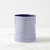 Tricot à rayures bleues Tasse Navy Combo + Initial (Centre)
