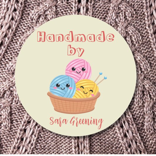 Tricot artisanal, étiquette de soins, Fabriqué par