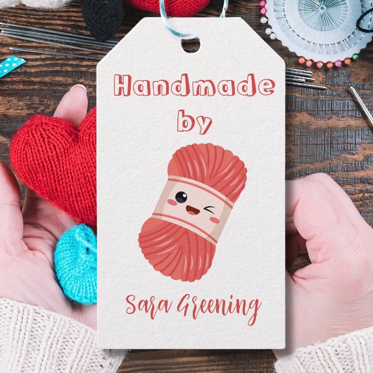 Tricot artisanal, étiquette de soins, Fabriqué par