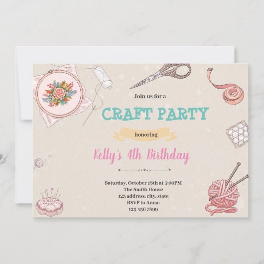 Tricot artisanat art party Invitation (Devant)