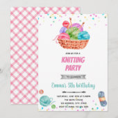 Tricot artisanat invitation fête d'anniversaire (Devant / Derrière)