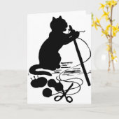 Tricot Chat Silhouette Carte de voeux noir/blanc (Fleur jaune)