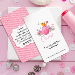 tricot d'oiseau aiguilles crochet carte de visite