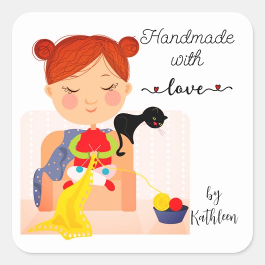Tricot fait à la main avec l'amour Stickers person (Devant)