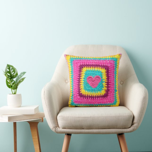 Tricot Heart, Crochet Lovers Coussin Imprimer (Chaise)