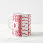 Tricot LIGNE ROUGE Mug Blanc + Initiale (Devant gauche)