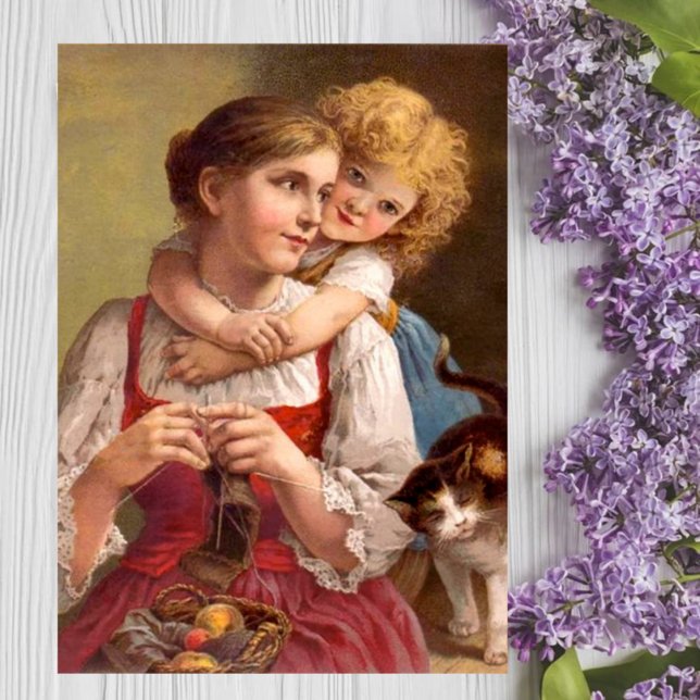 Tricot mère avec enfant et chat (Créateur téléchargé)