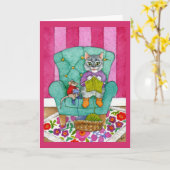 Tricot, souris, salut ou carte de note (Fleur jaune)