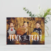 Tricoter Ou Traiter Carte photo Halloween (Debout devant)