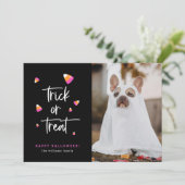 Tricoter ou traiter Corn à bonbons Halloween Carte (Debout devant)