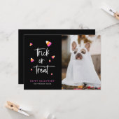 Tricoter ou traiter Corn à bonbons Halloween Carte (Devant/Arrière en situation)