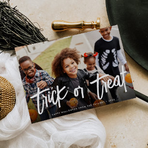 Tricoter ou traiter le Carte photo d'Halloween