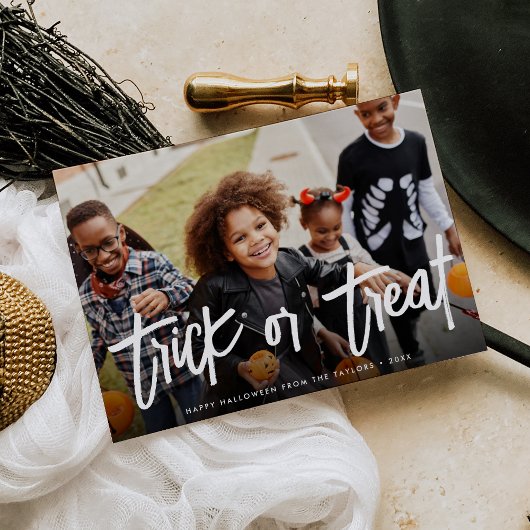 Tricoter ou traiter le Carte photo d'Halloween