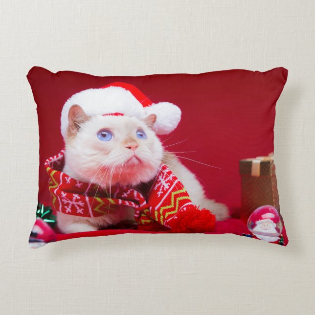Trident de kerstpiloot Cat Accent Kussen (Voorkant)