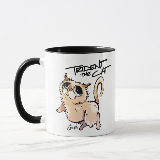 Trident la tasse de café illustrée par chat 01 (Gauche)