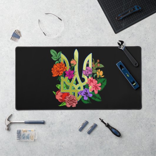 trident tryzub d'emblématique ukrainien fleurs en (Poste de travail)