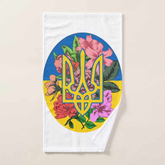 Trident ukrainien et drapeau de l'Ukraine avec des (Serviette à main)
