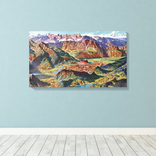 Trient en de kaart van Brenta Dolomites Italië Canvas Afdruk (Insitu (Houten vloer))