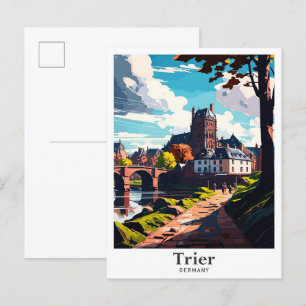 Trier Duitsland Kunst Vintage Reizen Illustratie Briefkaart