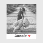 triest meisje lopen met beer sticker (Vel)