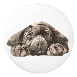 Triest zwart labrador retriever hond huisdier keramische knop