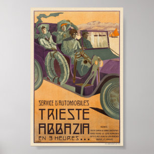 Trieste Abbazia Italie Affiche Vintage 1911