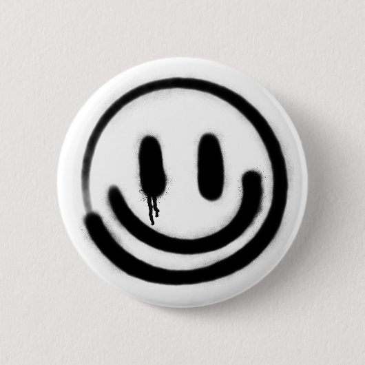 Trieste glimlach emoji ronde button 5,7 cm (Voorkant)