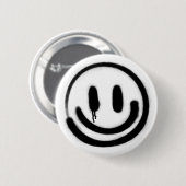 Trieste glimlach emoji ronde button 5,7 cm (Voorkant /achterkant)