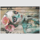 Trieste Gotische Gargoyle met Bloemen Kroon Decoup Tissuepapier (Voorkant)