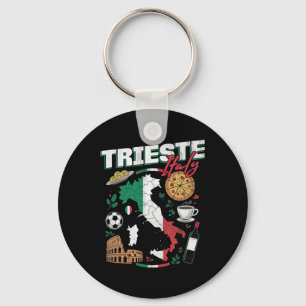 Trieste Italië Italia Italiaanse Vlag Kaart Souven Sleutelhanger
