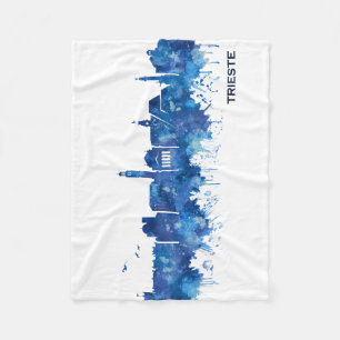 Trieste Italy Skyline Blue Fleece Deken