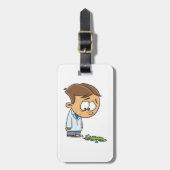 Trieste Jongen Wetenschapper met Gebroken Experime Bagagelabel (Voorkant verticaal)