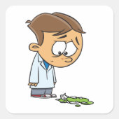 Trieste Jongen Wetenschapper met Gebroken Experime Vierkante Sticker (Voorkant)