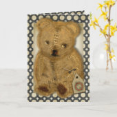Trieste oude  teddybeer groet Kaarten (Gele Bloem)
