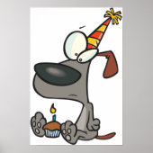 Trieste verjaardag Cartoon met cupcake Poster (Voorkant)