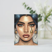 trieste vrouw met gouden scheur briefkaart (Staand voorkant)