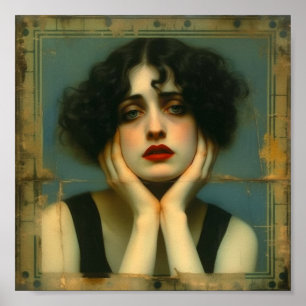 Trieste vrouw met haar handen op haar gezicht poster