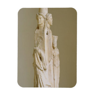 Triform Herm van Hecate, marmer sculptuur, attisch Magneet